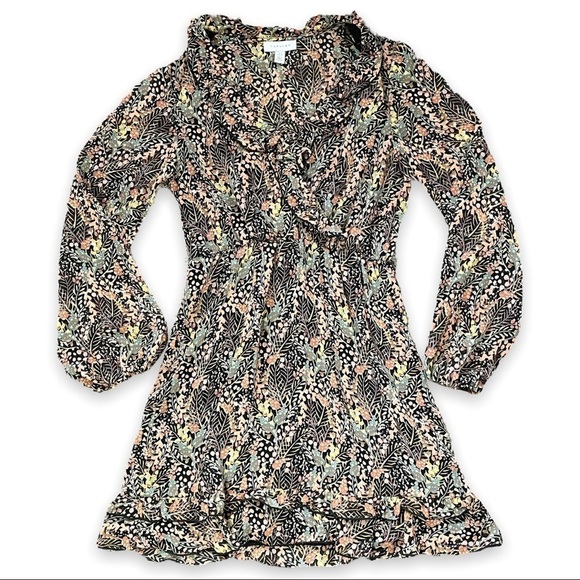Top Shop Fall Floral Print Ruffle Accent Fit and Flare Dress sz 4 - Picture 3 of 14
